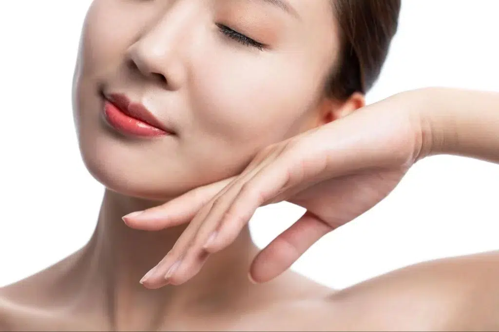 Healthy and Firm Skin Barrier Close-up of a young woman with smooth, tight, and hydrated skin showing the results of good skincare.