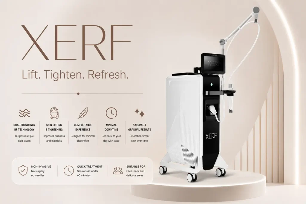 XERF Skin Tightening Machine XERF dual-frequency radiofrequency device for skin lifting and tightening at Astique Clinic
